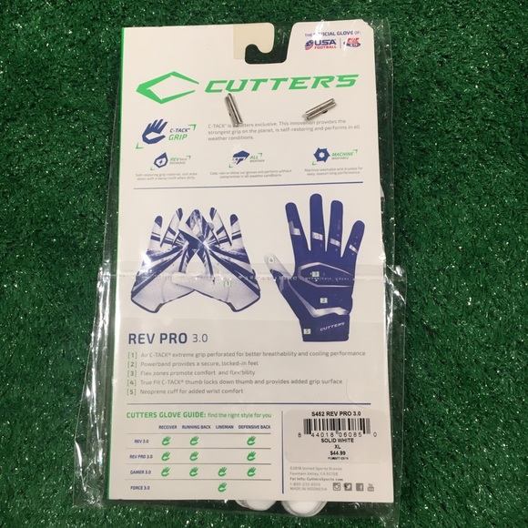 NEW CUTTERS REV PRO 3.0 WR FOOTBALL GLOVES XL - Picture 3 of 5